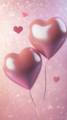 Love is in the air! Celebrate Valentine&rsquo;s Day with this dreamy backdrop of pink heart-shaped balloons and soft white bokeh lights, perfect for adding a touch of romance to any design.