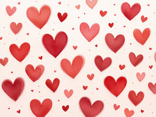 Red hearts pattern on a white background.