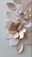 Timeless elegance blooms here. This white, beige, and gold floral background creates a sophisticated and serene canvas, ideal for weddings, birthdays, or any refined design project.