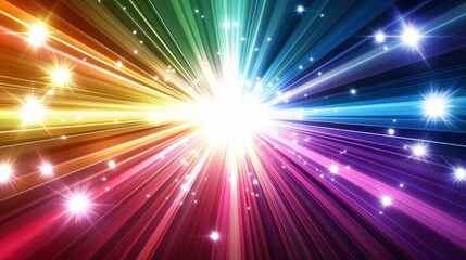 Vibrant Rainbow Light Rays Burst Background
