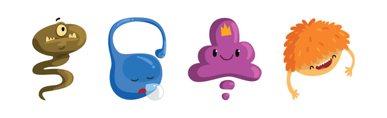 Freaky Monster Character with Funny Face Vector Set