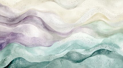 Naklejka premium Soft watercolor pastel design of mint green and lavender textures abstract art home decor calm environment artistic perspective