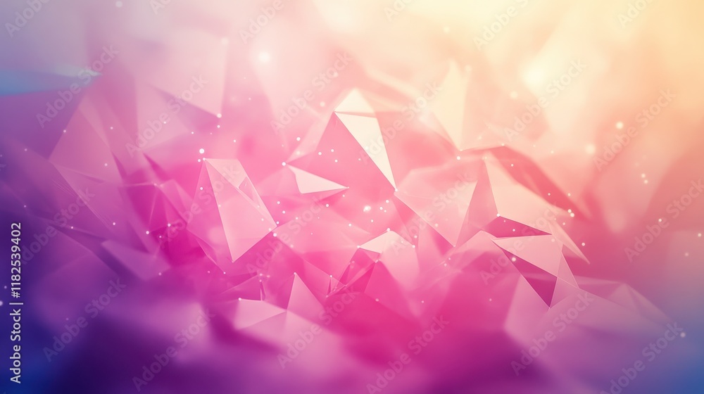 Poster floating geometric shapes in soft blurred gradient backgrounds digital art abstract environment aest