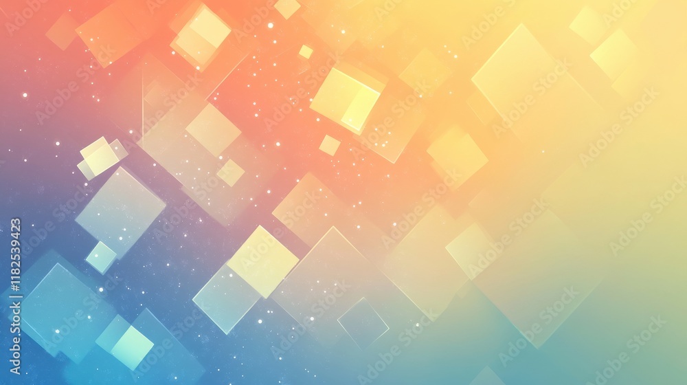 Poster floating geometric shapes in a soft blurred gradient background abstract art digital design modern a