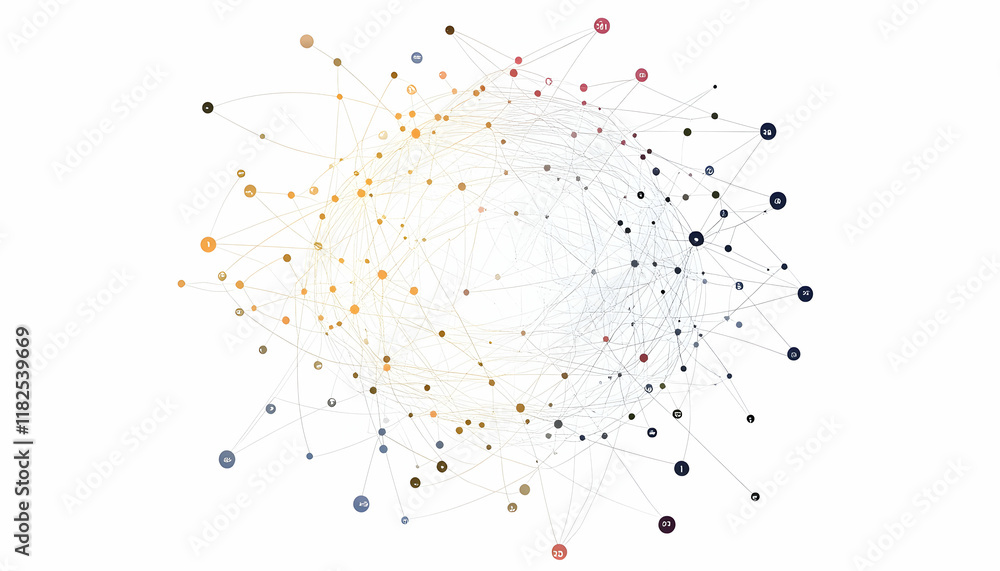 Poster 1. a minimalist circular diagram illustrating the project network, effectively linking various stake