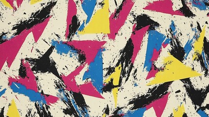 Fototapeta premium Abstract Geometric Brushstrokes Pattern Bright Colors