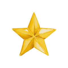 Fototapeta premium Star Watercolor Illustration. Vector golden star icon, isolated on white background.