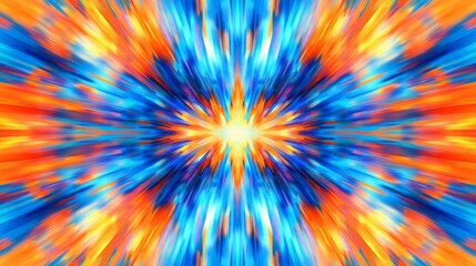 Fototapeta premium Vibrant Abstract Burst of Blue Orange and Yellow Colors AI Art