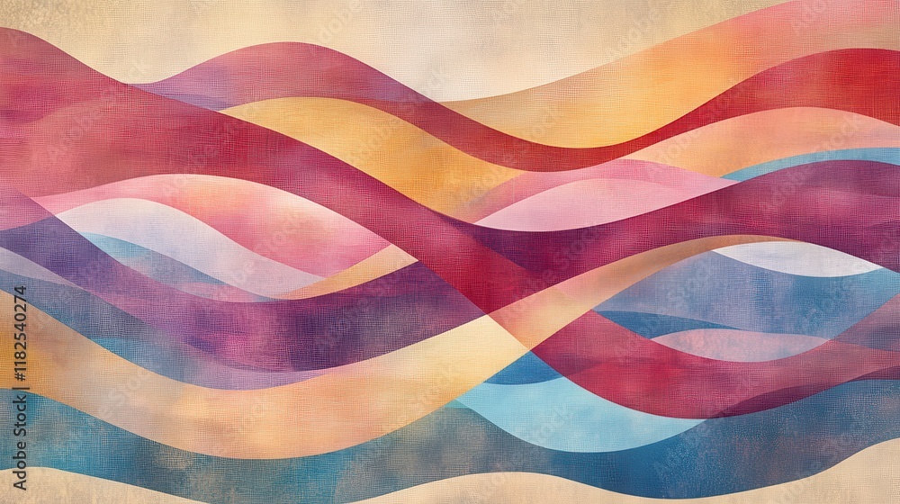 Poster dynamic swirls of color intersecting over neutral background abstract art digital design contemporar