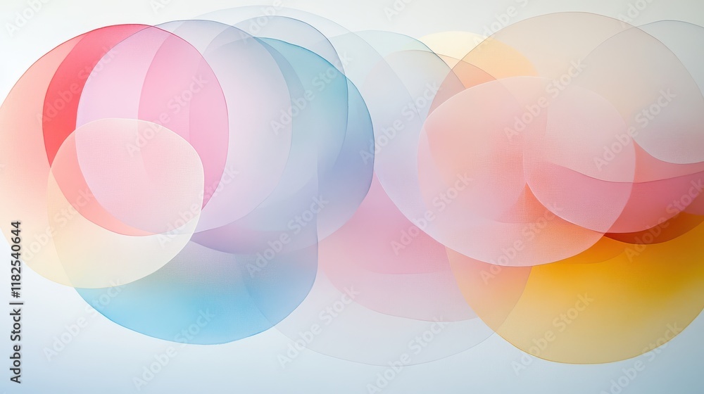 Poster dynamic soft layered gradient circles digital art abstract contemporary design vibrant colors visual