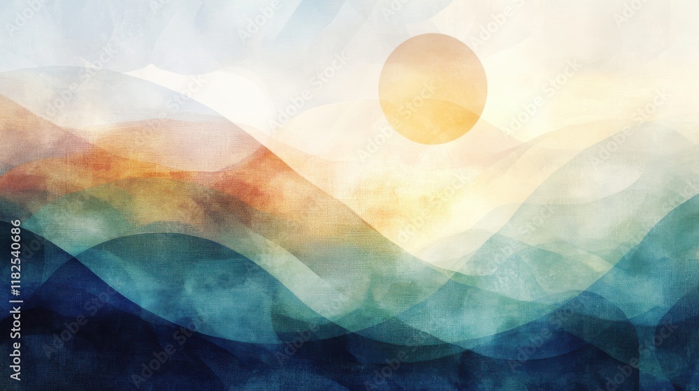 Poster gradient circles creating depth and movement in nature landscape artwork