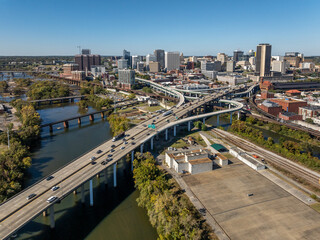 City Skyline, River, Bridges, Richmond, Virginia