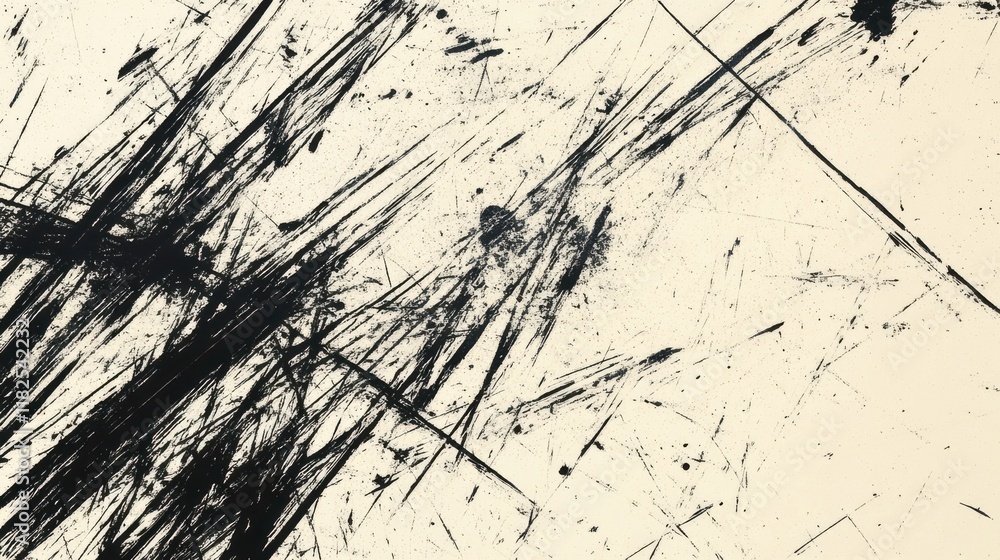 Poster grunge minimalism subtle black scratch marks on ivory background abstract art texture artistic desig