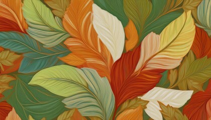 Fototapeta premium Seamless decorative leaves background graphic resource