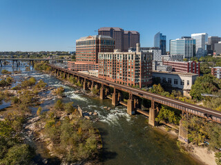 City Skyline, River, Bridges, Richmond, Virginia