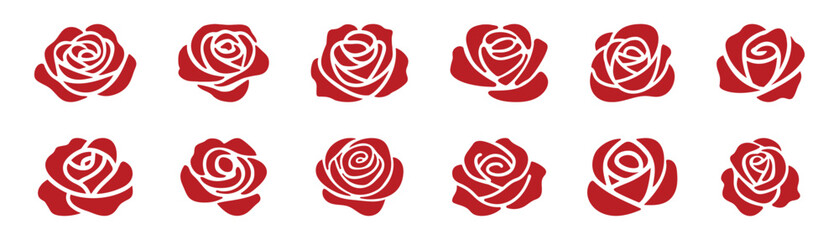 decorative rose vector icon set