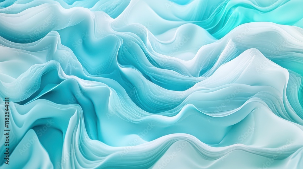 Poster subtle flowing ripples in light cyan and turquoise underwater textures abstract art calm environment