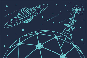 Futuristic network visualization, glowing blue nodes and connections, abstract digital landscape, dark background, floating particles, interconnected web, ethereal technology concept, dynamic network 