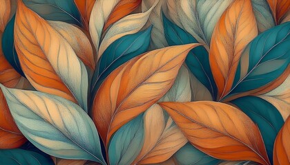 Seamless decorative leaves background graphic resource