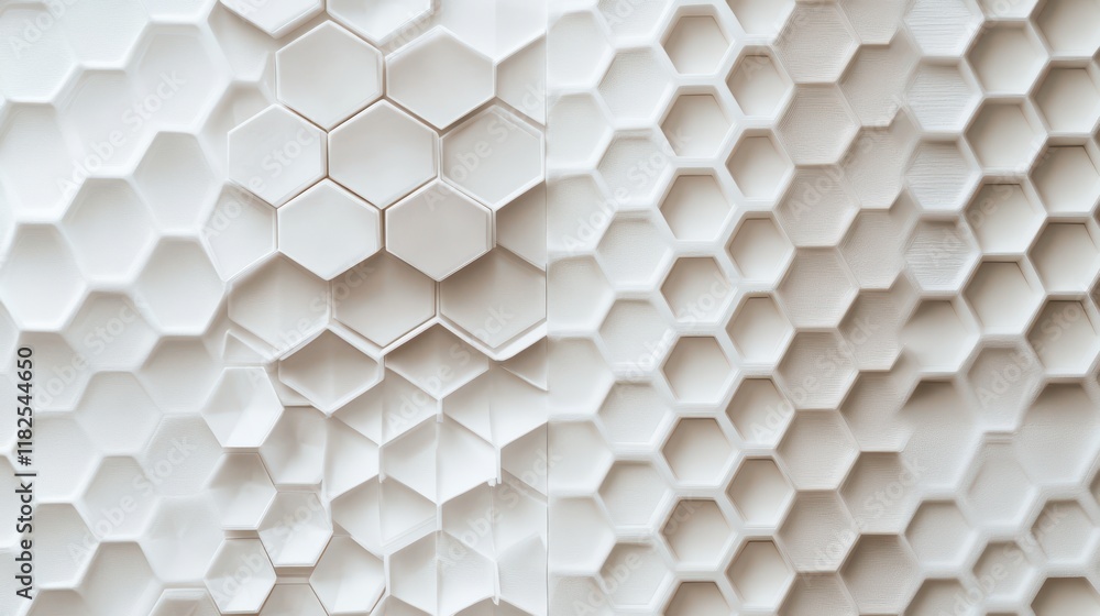 Poster subtle geometric white honeycomb patterns modern space texture design clean environment abstract vie
