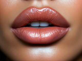 Fototapeta premium Lips, red, glossy, close-up, makeup, vibrant, sexy, kiss, pout, shiny, bold, alluring, cosmetics, beauty, mouth, glamour, lipstick, sensual, attractive, provocative, luscious, enticing, seductive, gli