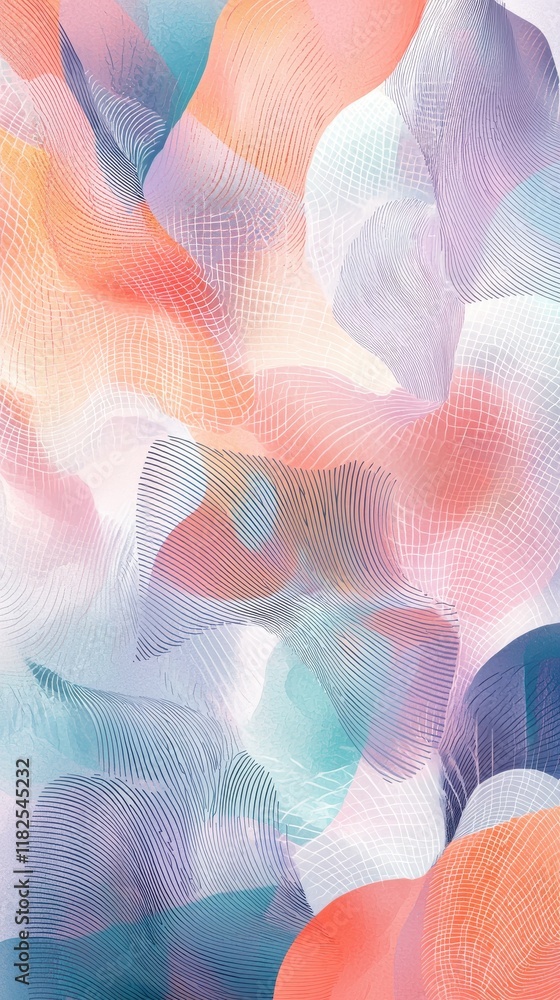 Poster vibrant abstract gradient patterns digital art clean composition minimalist style colorful flowing s