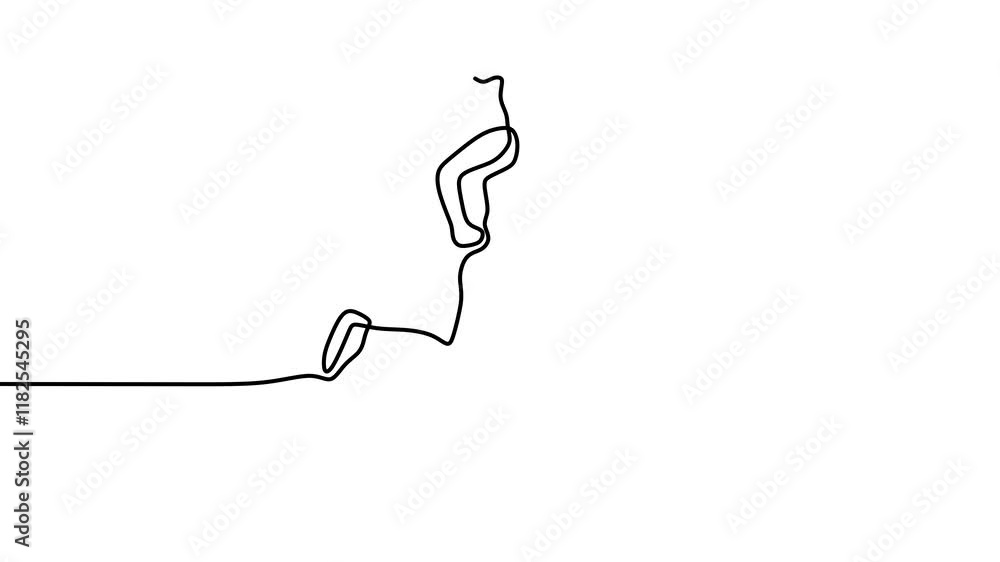 Poster continuous drawing line art of running with black line and white background. one line animation