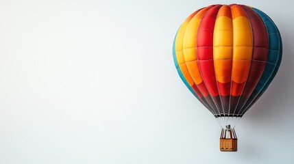 Naklejka premium A colorful hot air balloon against a light background, symbolizing adventure and travel.