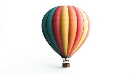 Fototapeta premium A colorful hot air balloon ready for flight against a white background.
