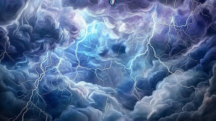 A Captivating Abstract Stormy Sky with Intricate Lightning, A Breathtaking Visual Display of Nature's Raw Energy