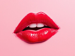 Obraz premium Lips, red, glossy, close-up, makeup, vibrant, sexy, kiss, pout, shiny, bold, alluring, cosmetics, beauty, mouth, glamour, lipstick, sensual, attractive, provocative, luscious, enticing, seductive, gli