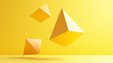 Abstract Yellow Geometric Shapes 3D Rendering Minimalist Background