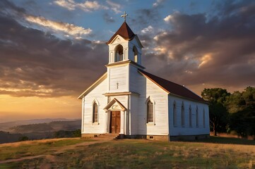 Fototapeta premium Christian Church Sunrise Inspirational Easter Prayer Background Wallpaper