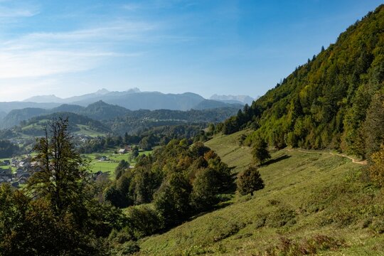 A breathtaking view hiking Soteska Vintgar sorroundings. Slovenia
