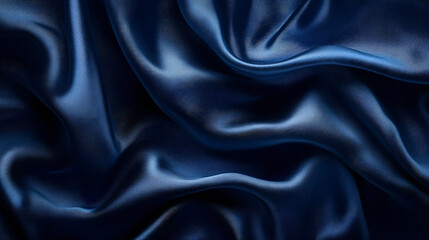 Fototapeta premium Navy Blue Silk Drapes and Swirls Elegant Flowing Fabric with Luxurious Texture