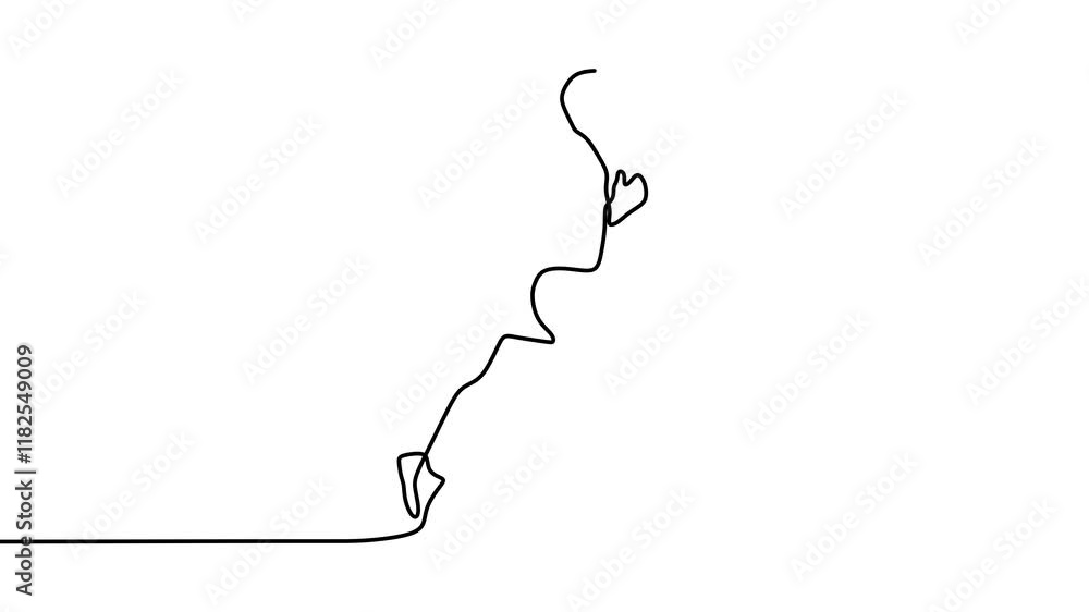 Poster continuous drawing line art of running with black line and white background. one line animation