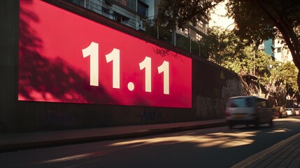Giant 3D Representation of 11.11 with Red Gradient