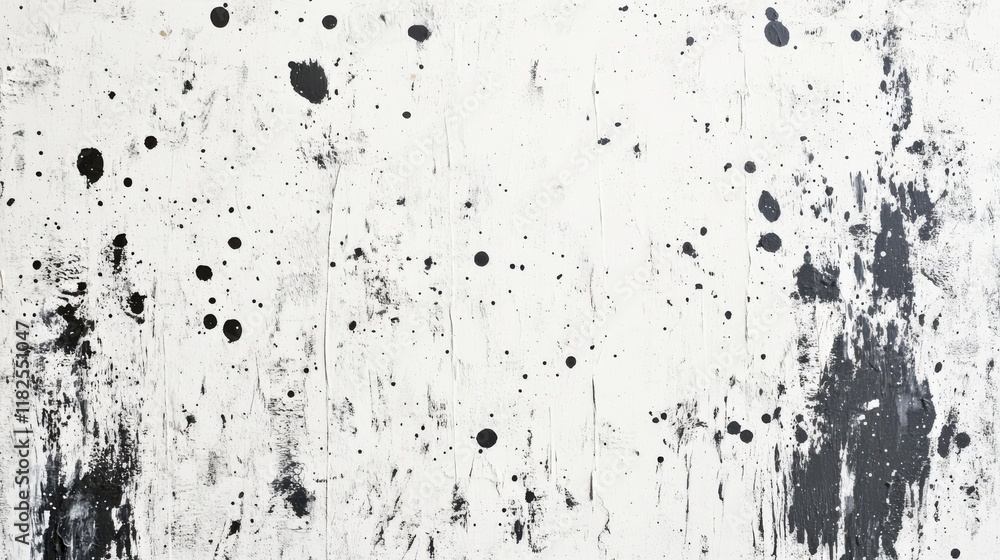 Poster dynamic black brush strokes and splatter artwork on textured white background abstract art display m