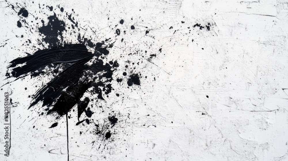 Poster dynamic black brush strokes and splatter art abstract canvas modern art minimalist style artistic ex