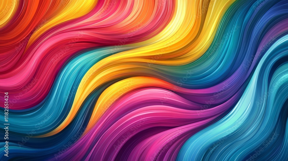 Poster vibrant abstract waves of colorful swirls in dynamic motion