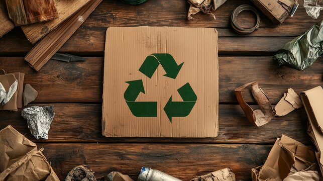A simple recycle sign in raw style with a vertical aspect ratio