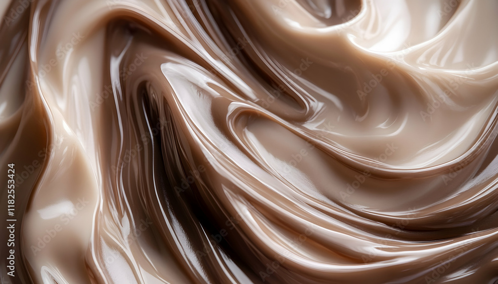 Poster rich mocha mousse tones blend into soft cream swirls in a resin artwork, creating a dynamic and capt