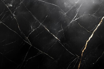 Black marble slab with golden veins creating luxury background effect