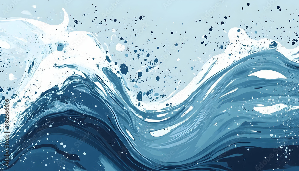 Poster sea abstract or rippled water texture background with splashes and waves -