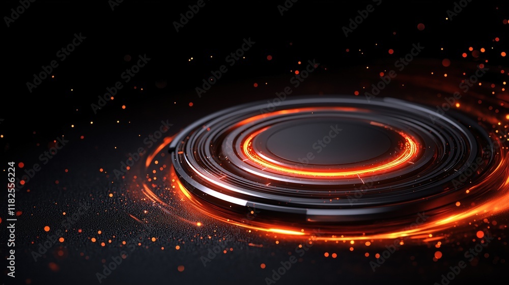 Poster bright swirling patterns in red and orange create a mesmerizing visual effect against a dark backgro