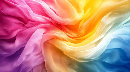 Obraz premium Rainbow-Colored Fabric Swirls and Drapes Creating a Vibrant and Dynamic Abstract Background