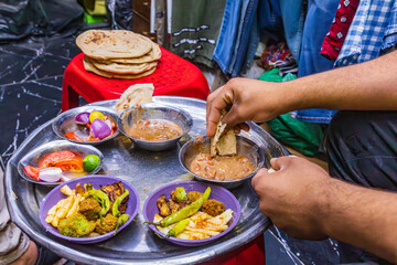 Cairo, Egypt, Africa. Small plates at an outdoor cafe.