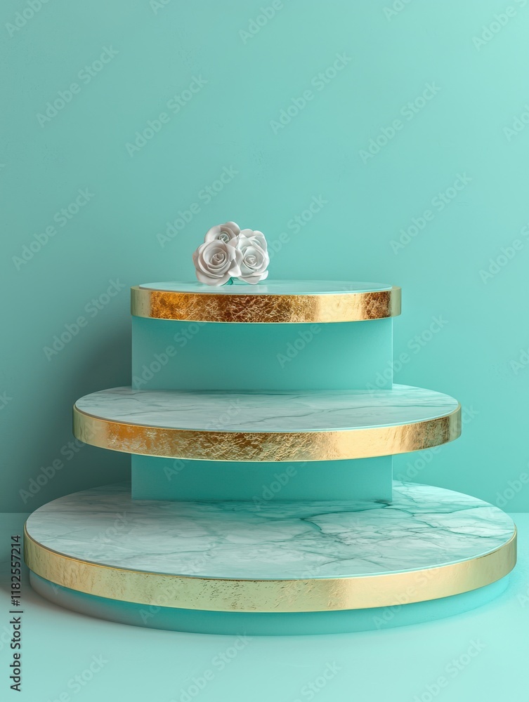Poster elegant surreal product display turquoise background high-resolution image minimalist style artistic