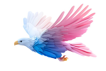 Abstract 3D eagle paper cut shape, isolated on a white background	