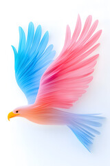 Abstract 3D eagle paper cut shape, isolated on a white background	